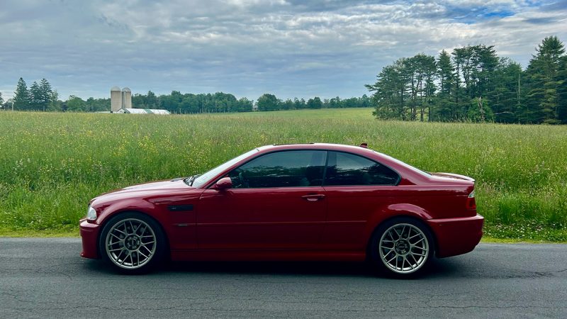 Imola Red BMW E46 M3 in the fields